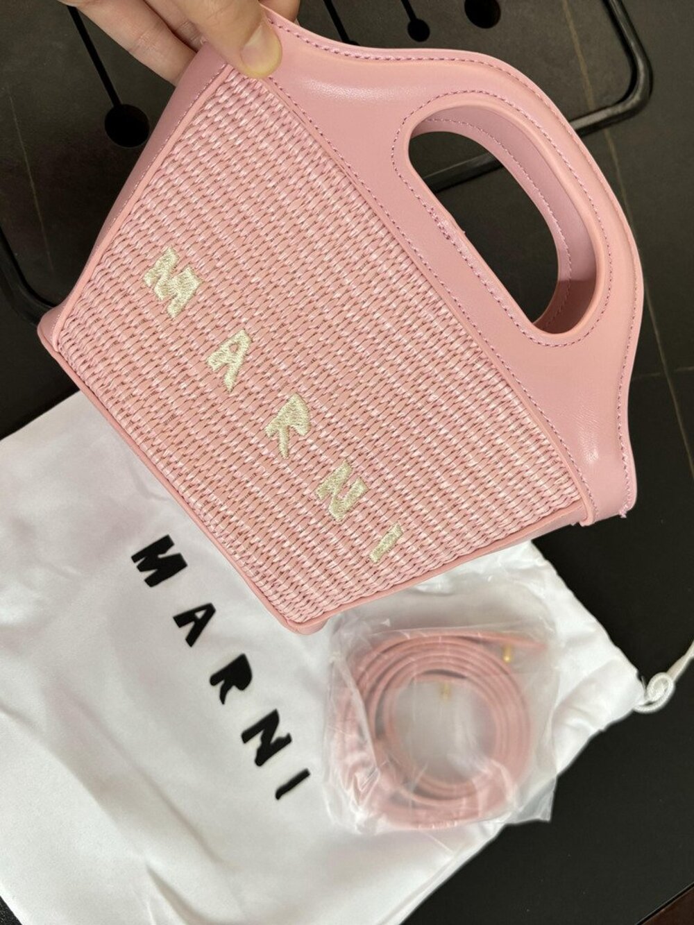 Marni - Pink - Woven Basket - Mini Crossbody Bag
